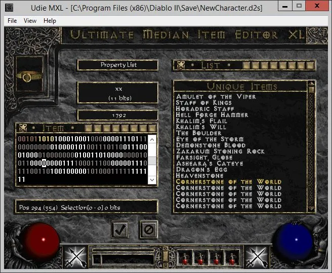 Diablo II UdieMXL item editing