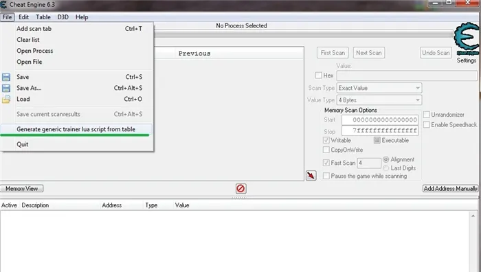 Как сделать трейнер в Cheat Engine