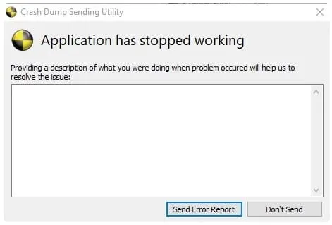 Application has stopped working