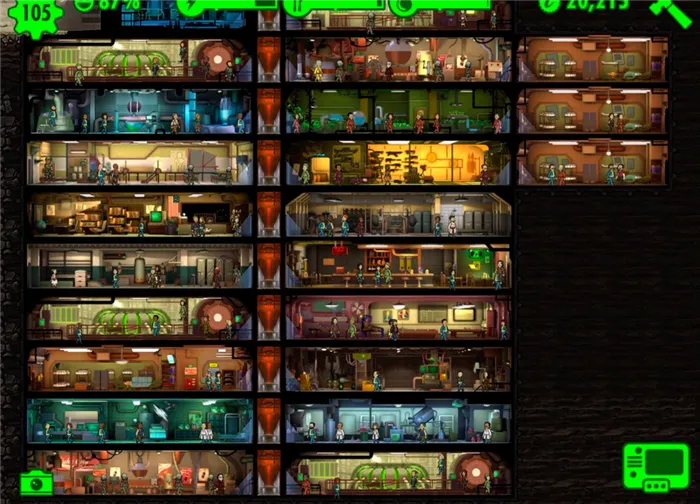 Fallout Shelter комнаты