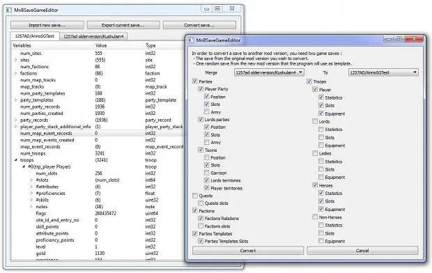 Mount & Blade SaveGame Editor & Converter