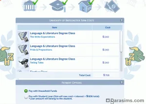 Оплата обучения в Симс 4 В университете