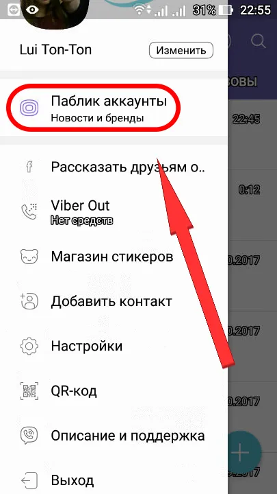 На главной странице в Вайбере открыть Паблик аккаунтов