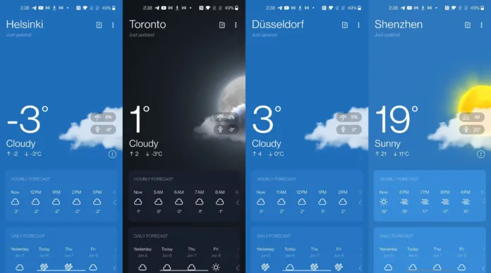 OnePlus OxygenOS 11 Weather App