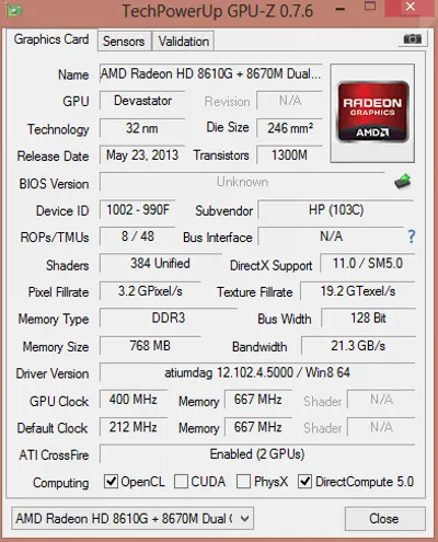  HP Pavilion 15-n029sr system information: internal GPU 