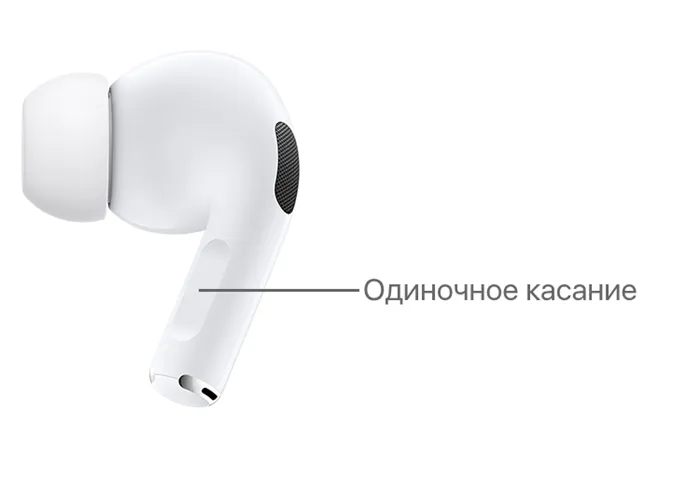 Одиночное касание датчика нажатия для ответа на звонок в AirPods Pro