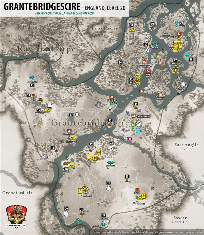 Карта Grantebridgescire - Assassin's Creed Valhalla