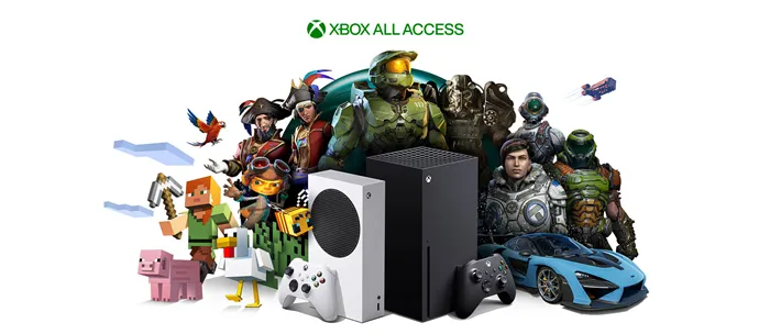 Xbox All Acces с игровыми персонажами Xbox