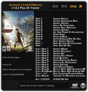 Assassin’s Creed: Odyssey Trainer +26 v1.0.2 <FLiNG></p><p>» /></p><h2>Assassin’s Creed: Odyssey Trainer +26 v1.0.2</h2><p><img src=