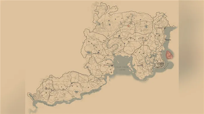 Карта Red Dead Redemption 2, локации и населенные пункты