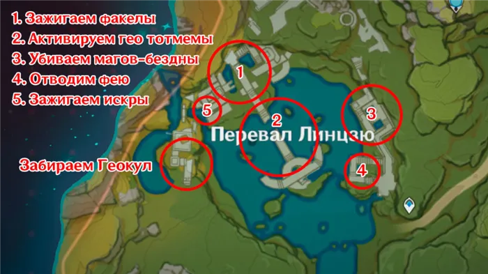 Карта сокровищ перевала Линчжу на ударе Геншин