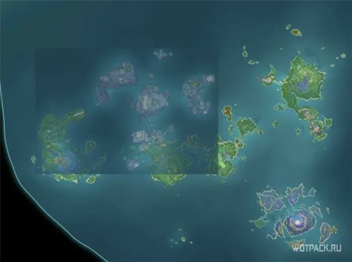 Сравнение размеров Энканомии и всей карты GenshinImpact
