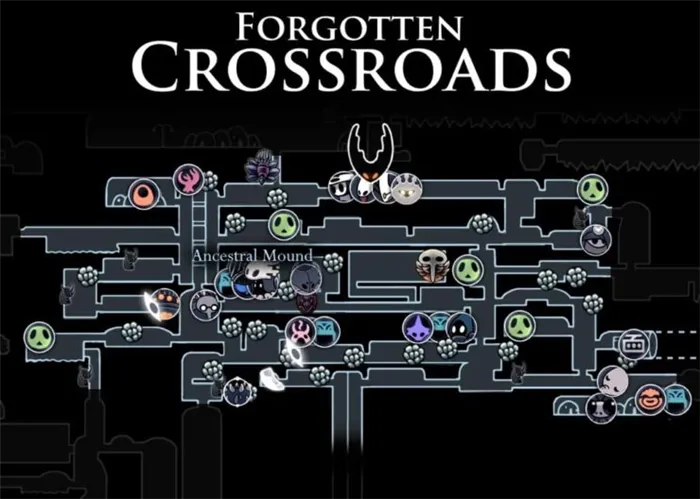 Карта ForgottenCrossroads - HollowKnight