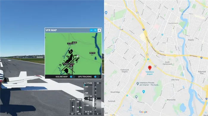 Поиск местоположения на Google Maps в MicrosoftFlightSimulator