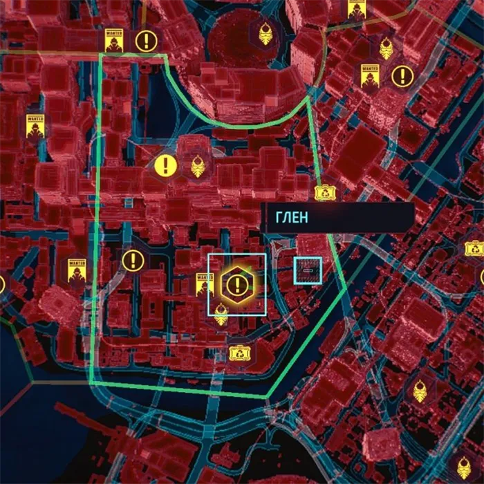 Поиск фанатов-психопатов в Cyberpunk 2077 Карта города 2077