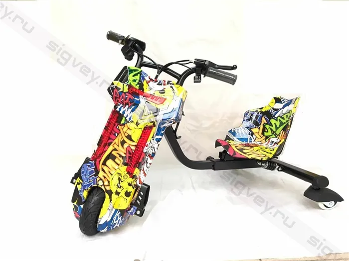 Электрический скутер Drift Kart Drift - Trike Yellow Graffiti