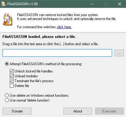 Интерфейс программы FileASSASSIN
