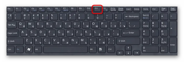 Клавиша F11 на клавиатуре
