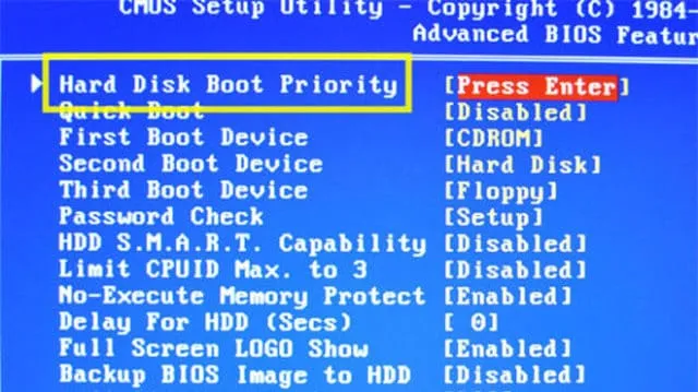 Hard Disk Boot Priority