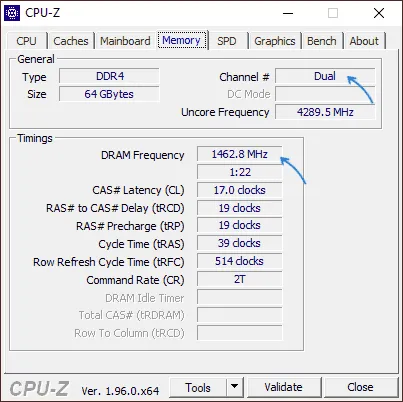 Частота памяти в программе CPU-Z