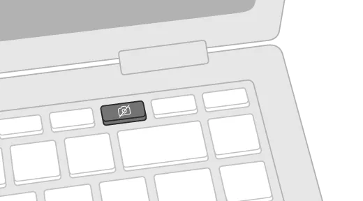 Изображение клавиши клавиатуры, отключающей камеру. Она находится в верхней строке и является третьей клавишей справа.