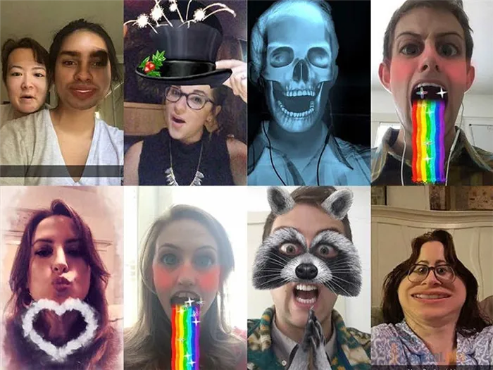 Разнообразие масок и фильтров Snapchat