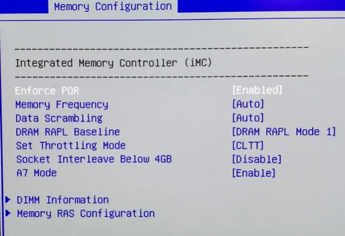 Находим раздел «Memory Configuration», меняем настройки согласно документации