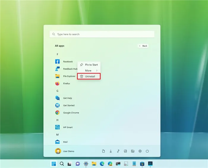 Удаление приложений Android в Windows 11