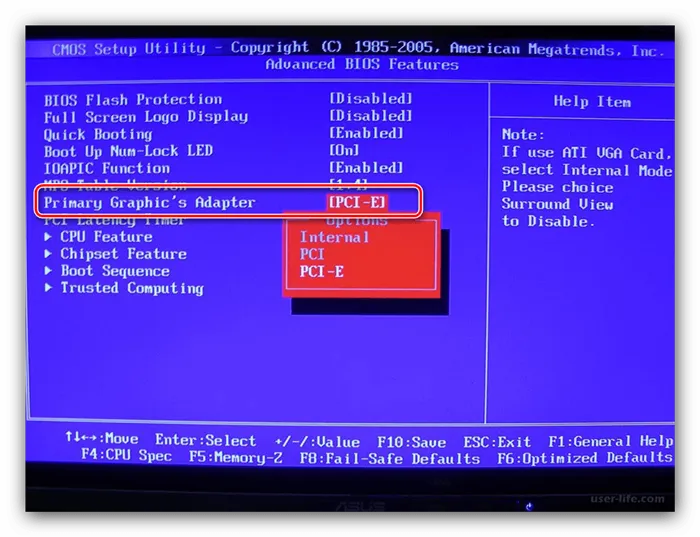 Primer optsij otklyucheniya vstroennoj videokarty iz BIOS