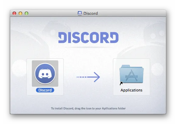Окно установки Discord для Mac OS