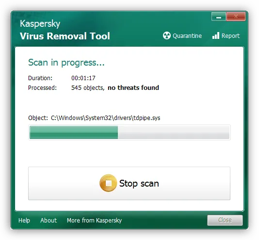 Сканирование и удаление вирусов программой Kaspersky Virus Removal Tool