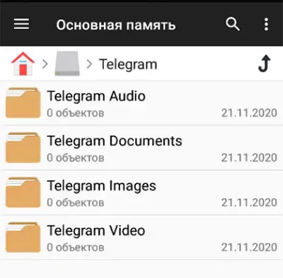 Сохраненные в телефоне файлы из Телеграмм