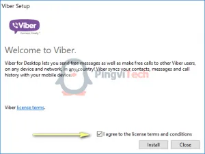 Начало установки Viber