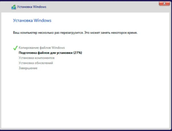 Процесс установки Windows