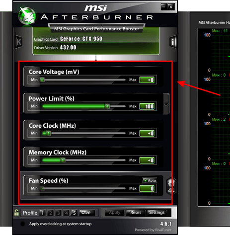 параметры в MSI Afterburner