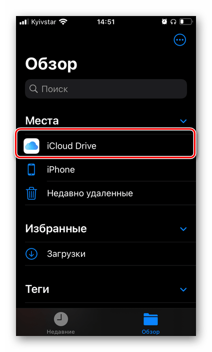 Перейдите в хранилище iCloud Drive в приложении «Файлы» на iPhone