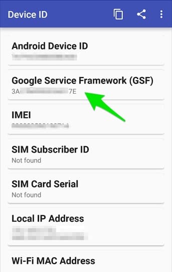 Скопируйте строку из Google Service Framework