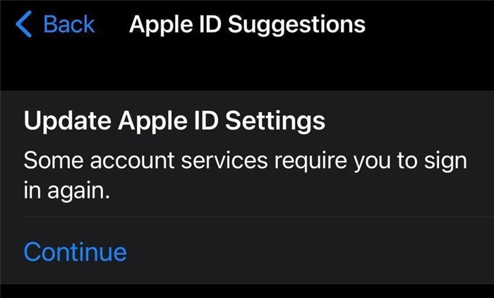 Обновите настройки Apple ID