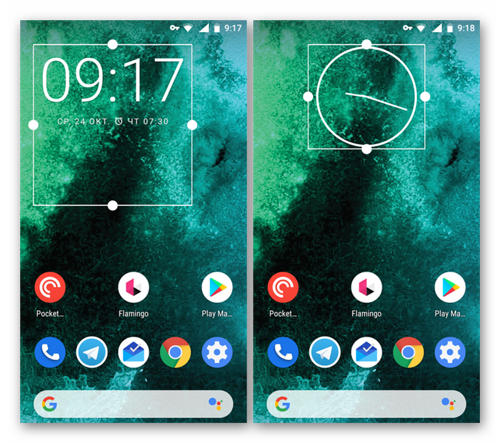 Измените размер виджета часов на главном экране вашего телефона Android